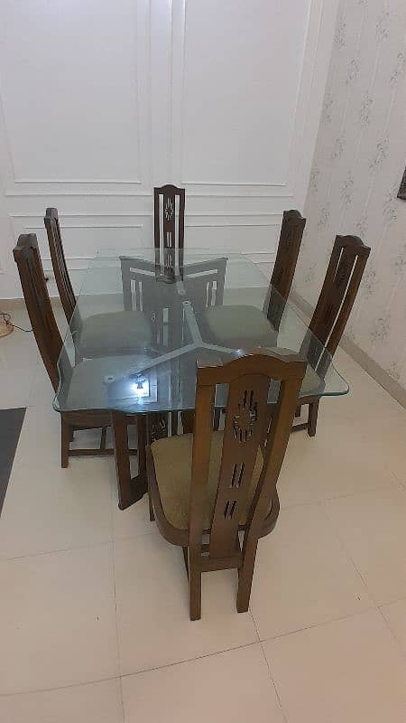 Glass dining table with 6 chairs 0