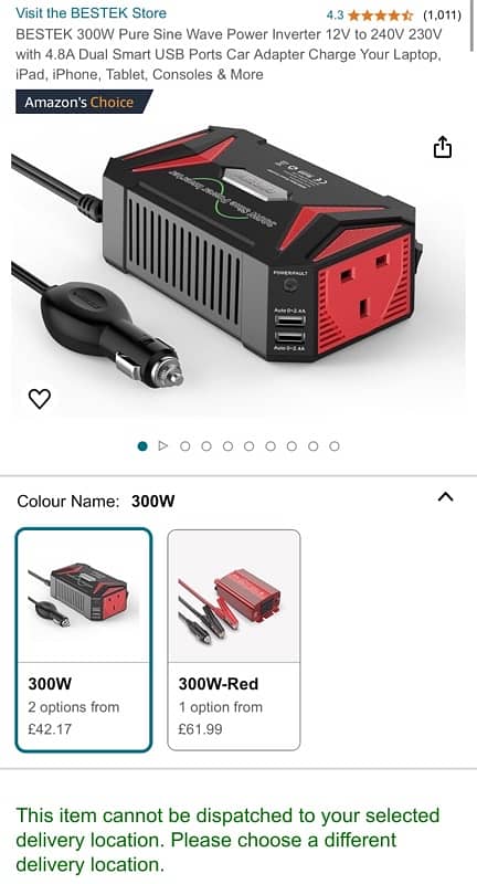 BESTEK 300W Power Inverter 12V to 240V 230V with Dual Smart USB Ports 6