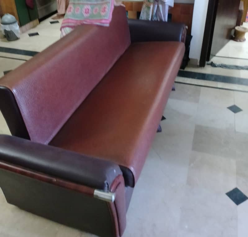 Sofa cum bed. 3 seater. leather upholstery. 2