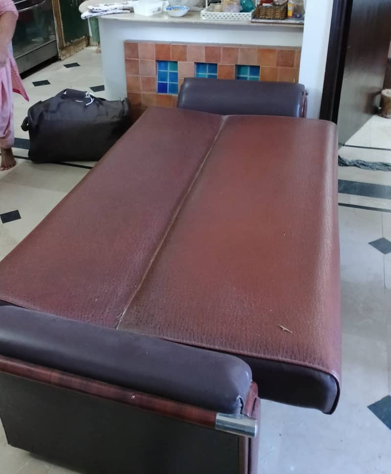 Sofa cum bed. 3 seater. leather upholstery. 3