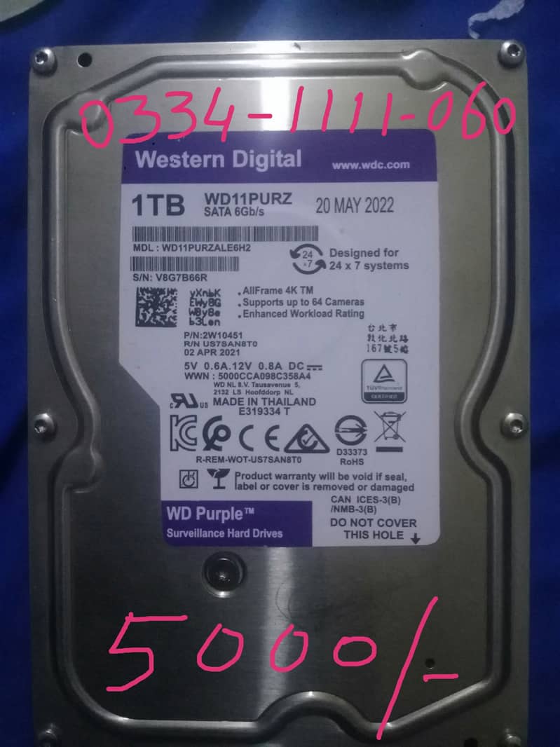 HDD Hard Disk SATA 1TB CCTV Ranger2 Wifi New Condition O334-IIII-O6O 2