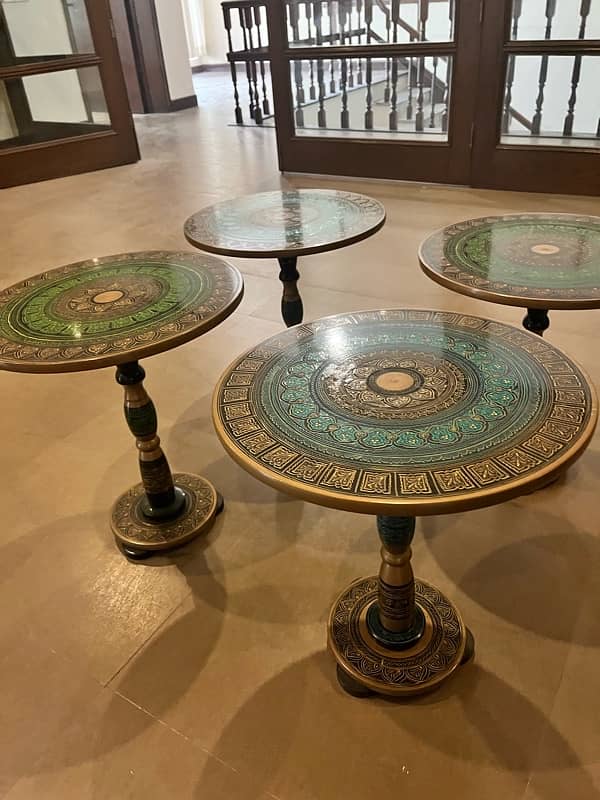 Set of 4 round Tables | coffee tables | Solid wood | Luxury design 1