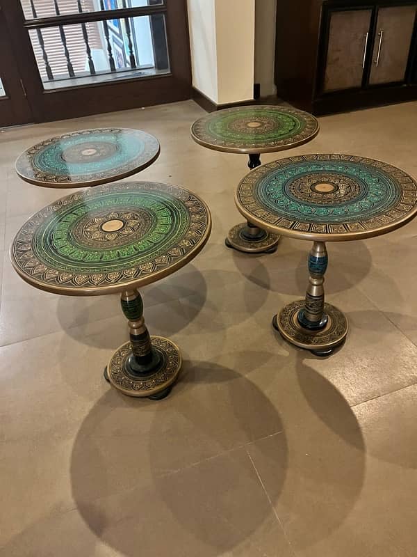 Set of 4 round Tables | coffee tables | Solid wood | Luxury design 2