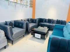 Molty Foam Sofa / 6 Seater Sofa / Dark Blue Sofa / Pure Wood Sofa