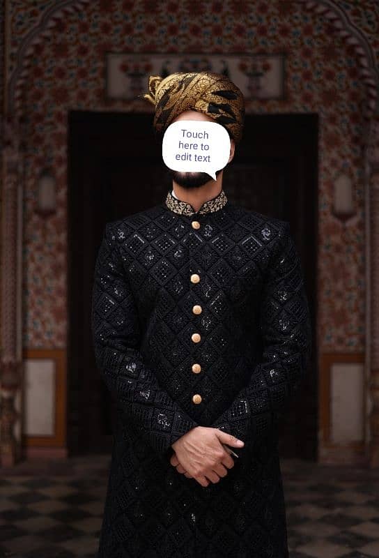 Selling black hand made sherwani 0