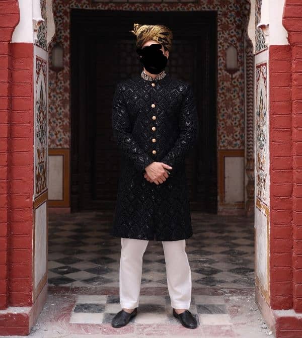 Selling black hand made sherwani 1