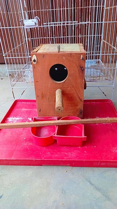 Birds , Love birds cage with breeding box and seeds pots 1