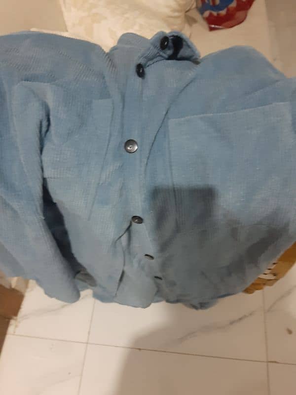 two piece blue velvet shirt trouser for sale 4