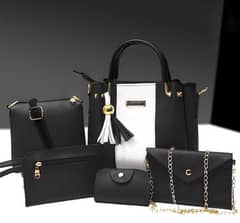 Women's PU Leather Plain Hand Bag Set