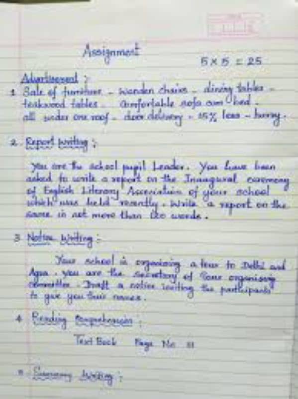 handwriting assignment work 5