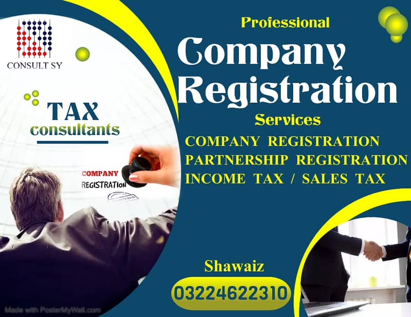 Company Registration | Tax Filer, FBR | Income Tax Return | Sales Tax 6