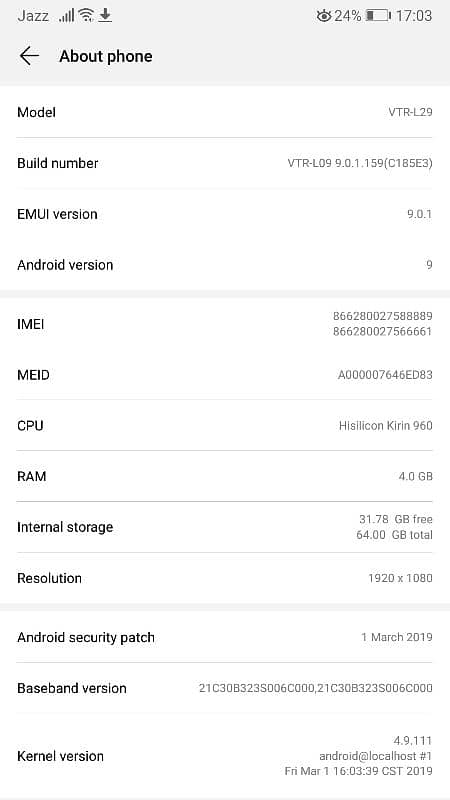 HUAWEI P10 PLUS 4/64 5G 24 HOURS BATTERY LIFE 0