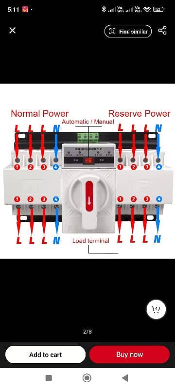 4P 3 Phase 125A MCB Type Dual Power Automatic Transfer Switch ATS 1