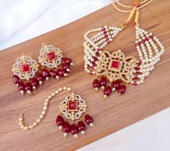 Fancy Gold Plated Artificial Stones Choker Set