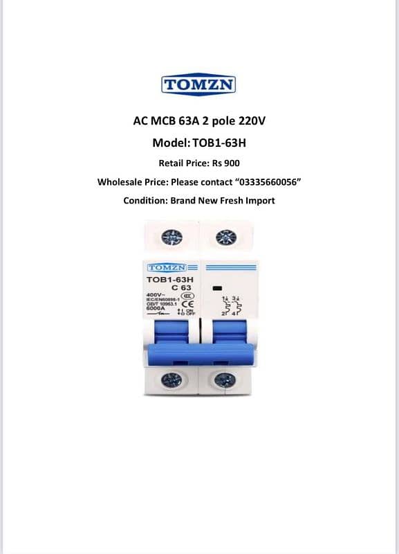 TOMZN MCB Breaker and power control devices (Fresh Import) 2