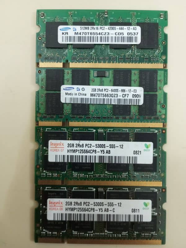 Three 2GB DDR2 RAM sticks. One 512MB DDR2 RAM stick 0