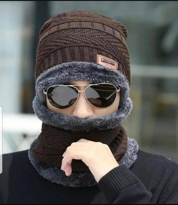 2 Pcs Wool Plain Beani And Neck Warmer 0