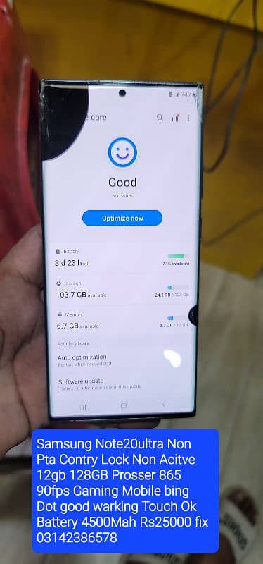 Samaung Note20Ultra Stok Availble Non Pta Non Active 4