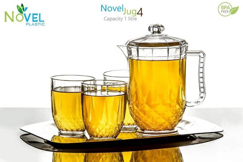 Jug Set 5 Pieces 1 Jug and 4 Beautiful Glasses Brand New on Sale 1