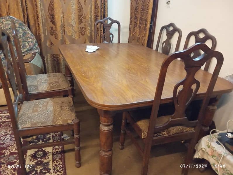 solid wood unused fully fresh table with 6 chairs 0