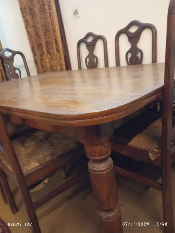 solid wood unused fully fresh table with 6 chairs 2