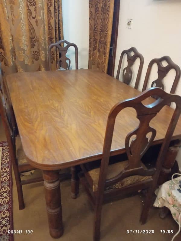 solid wood unused fully fresh table with 6 chairs 3