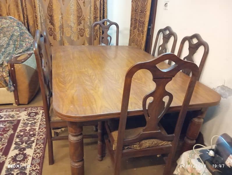 solid wood unused fully fresh table with 6 chairs 4