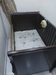 baby wooden cot  bed with mattress