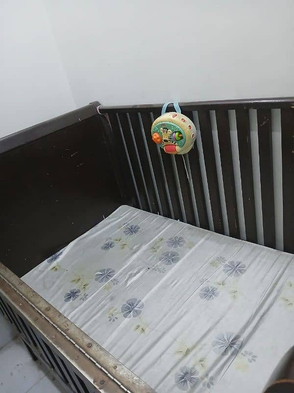 baby wooden cot  bed with mattress 5