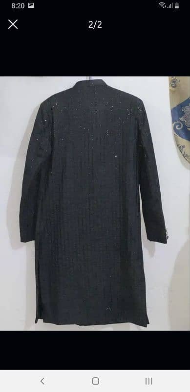 Black shairwani with pajama kurta Black 43 Inch 0