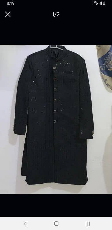 Black shairwani with pajama kurta Black 43 Inch 1