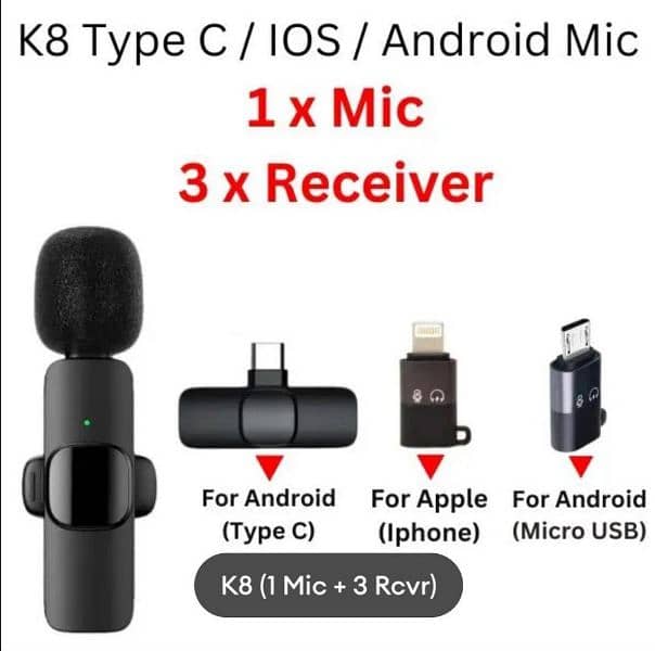 K8 Wireless 3 in 1 Noise Reduction Microphone 3