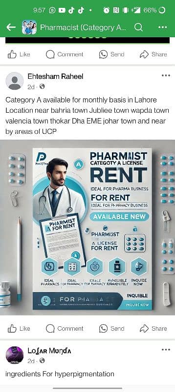 Pharmacist Category A available for rent and lump sum 0