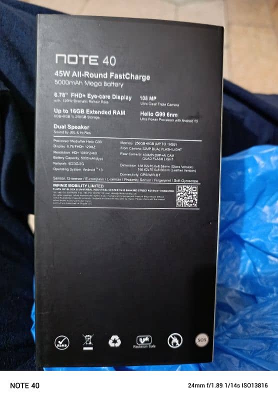 urgent sale infinix note40 racing addition mobile box available 10