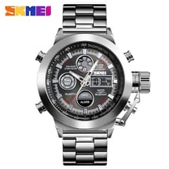 Original Skmei Watch Sliver With Heavy Weight Chain, Heavy Weight Dial