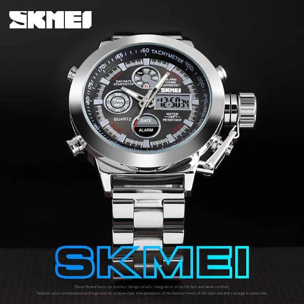 Original Skmei Watch Sliver With Heavy Weight Chain, Heavy Weight Dial 1