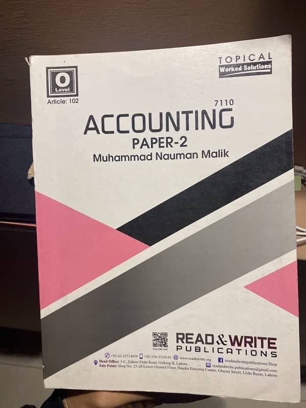 Accounting past papers (till 2020) for o levels by nouman malik. 0