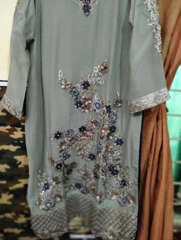 3 piece stitched embroided dress 1