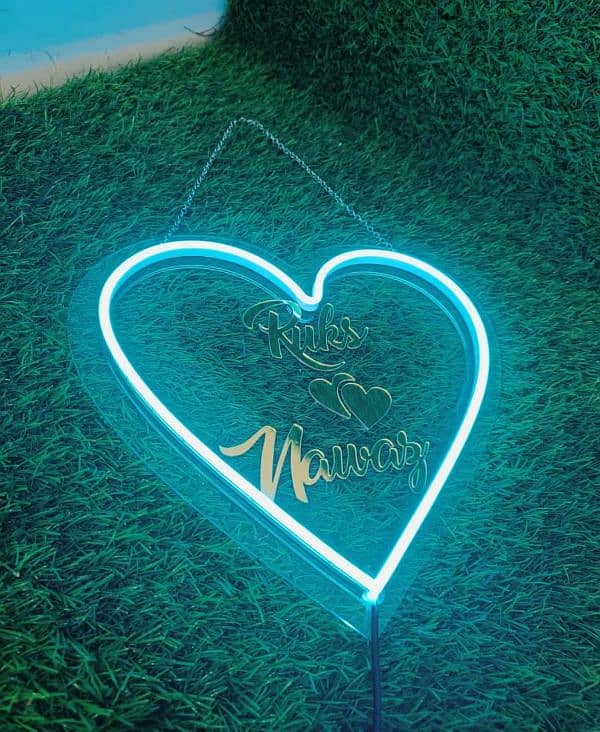 Personalized Love Couple Name With Heart Led Neon Sign Decorative 0