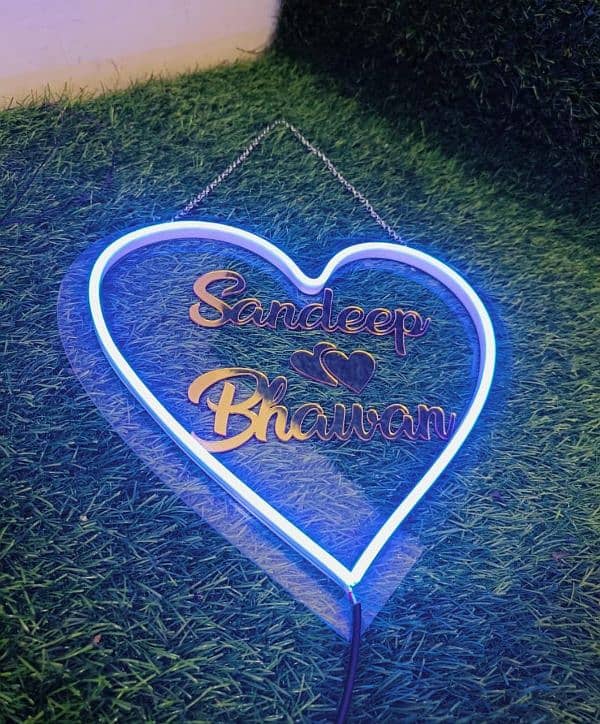 Personalized Love Couple Name With Heart Led Neon Sign Decorative 3