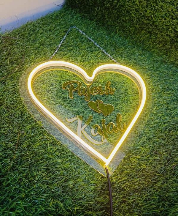 Personalized Love Couple Name With Heart Led Neon Sign Decorative 4