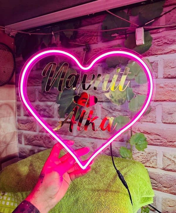 Personalized Love Couple Name With Heart Led Neon Sign Decorative 5