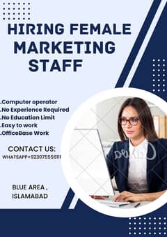 urgently hiring female staff for digital marking