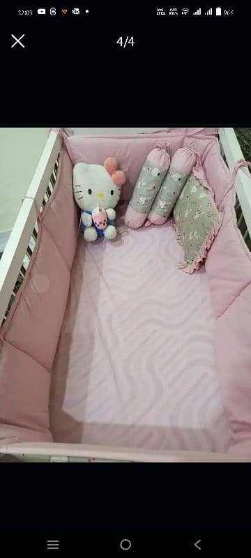 Almost New Baby Crib (Cot) - with free bedding and matress 0