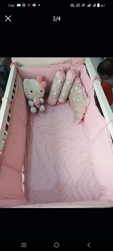 Almost New Baby Crib (Cot) - with free bedding and matress 1