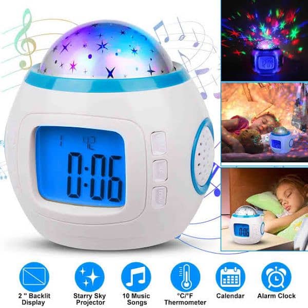 Starry Night Projector And Alarm Clock | night lamp 0