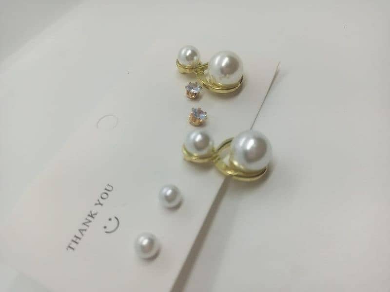 Elegant Gold Plated Pearl Stone Earrings for Women Set 0