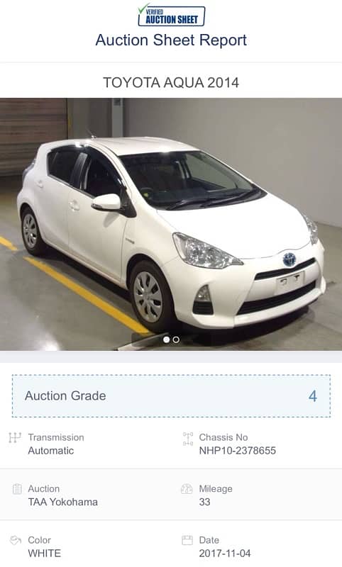 Toyota Aqua 2014 S WHITE FULL ORIGNAL 18