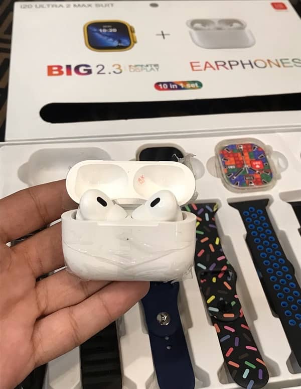 i20 ultra max 2 with AirPods Pro 2 and 7 straps (10-in-1) 1