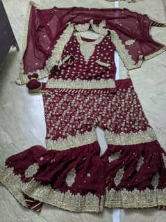 BRIDAL WEDDING DRESS With (Complete Jewellery set, Bangles & Purse)